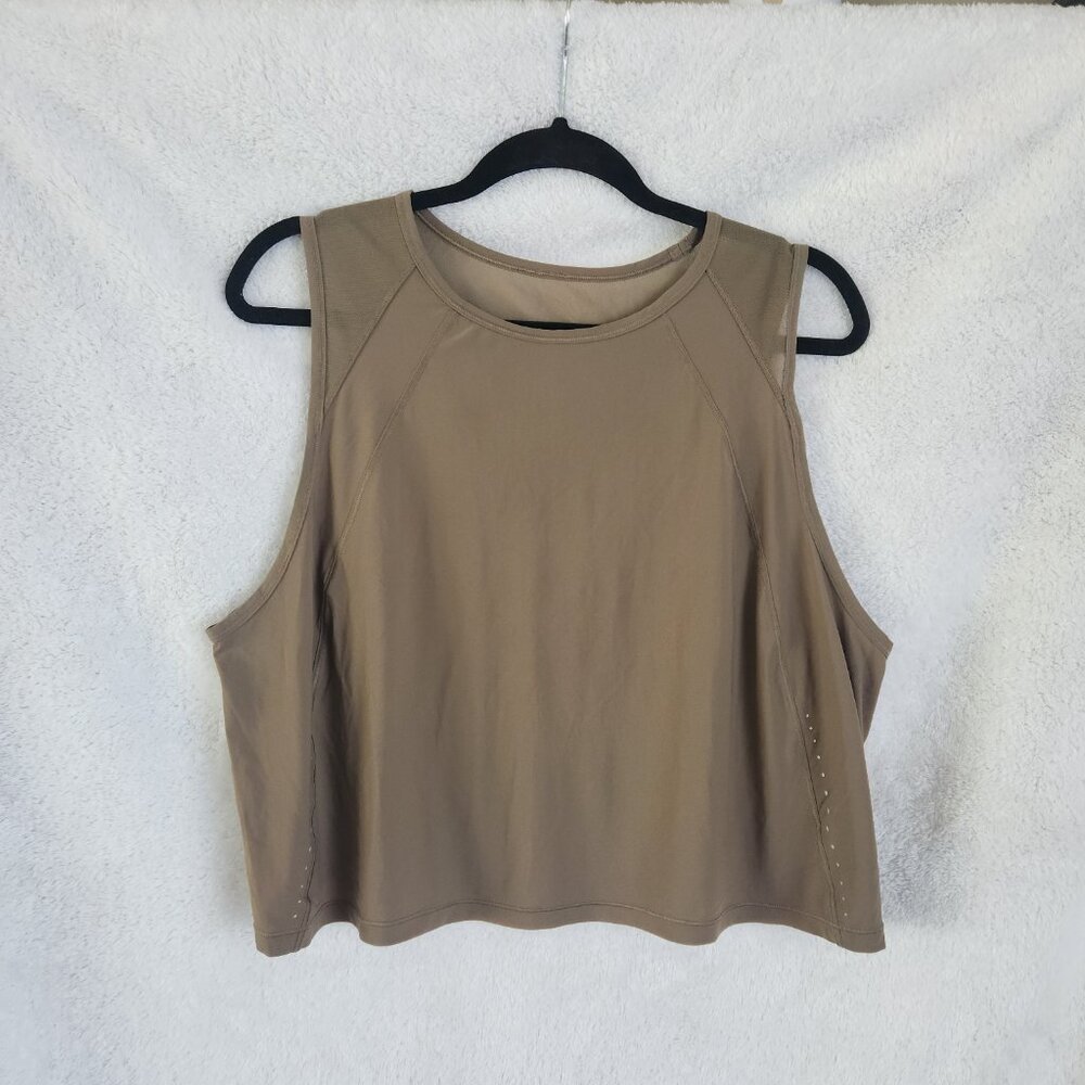 LULULEMON Sculpt Cropped Tank Top - Size 16 - Mushroom Brown